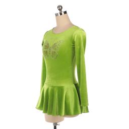 Patinação artística traje vestido de patinação no gelo saia para menina feminino crianças competição veludo borboleta strass 12 cores - Image 2