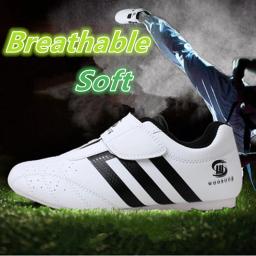 Sapatos de taekwondo respirável para homens e mulheres, sapatos para kung fu, taichi, karatê, artes marciais e luta, para crianças - Image 4