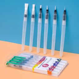 Flydom-conjunto de pincéis aquarela macia, 6 peças, fios de nylon, caneta de tinta para caligrafia, pintura, desenho e arte - Image 1