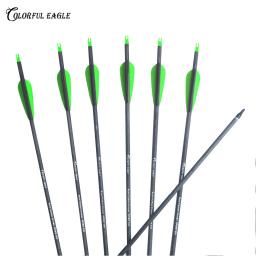 Tiro com arco 28 "30" 31 "puro carbono flechas coluna 300 400 28/30/31 polegadas flechas de caça e prática de alvo para arco composto recurvo longbow - Image 1