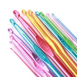 Alumínio Crochet Gancho para Artesanato DIY, Punho De Madeira, Conjunto De Agulhas De Tricô De Plástico, Ferramenta De Agulha, 2-10mm, 12 Pçs/set - Image 6