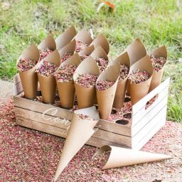 Grão de madeira confetes cone titular rosa secas flor pétala decoração do casamento para casamentos aldeia decoração festa de casamento confetes - Image 1