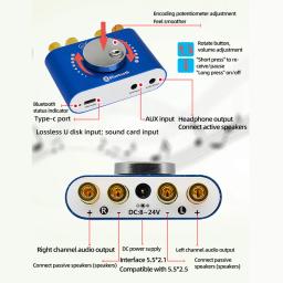 Placa de som bluetooth 5.0 aux usb tpa3116, amplificador de potência digital estéreo para home theater, classe d 2*50w - Image 4