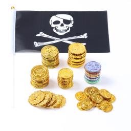 100 pçs plástico ouro tesouro moedas pirata moedas de ouro adereços brinquedos halloween decoração crianças festa aniversário adereços acessórios - Image 4