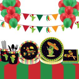 Cacto Alpaca Tema Louça Descartável, Placas De Papel, Balões De Folha, Kid Birthday Decoration Supplies, Mexican Festival Party - Image 1