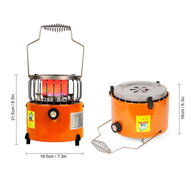 Aquecedor Portátil 2 em 1 de 2000W para Acampamento e Cozinha a Gás - Ideal para Pesca no Gelo e Caminhadas