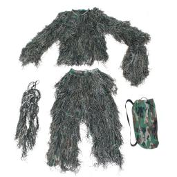 Ao ar livre ghillie terno camuflagem roupas de caça selva cs formação folhas roupas sniper capa completa ternos caça - Image 2