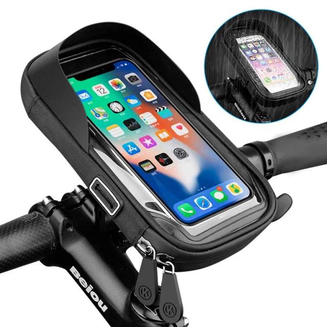 Suporte à prova d'água para telefone com touch screen de 6.4 polegadas - bolsa de guidão para bicicletas e motocicletas, compatível com iPhone 12 Pro e Samsung