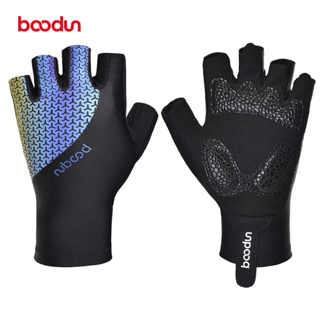 Luvas de Ciclismo Boodun com Absorção de Choque - Luvas de Bicicleta de Estrada e Pesca para Homens e Mulheres com Dedos Cortados