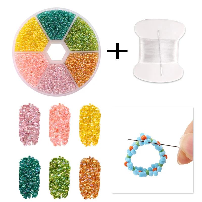 Beads Seed Set para fazer jóias, bordado com fio Beading e agulha, pulseira artesanal e colar, DIY, 2mm - Image 1
