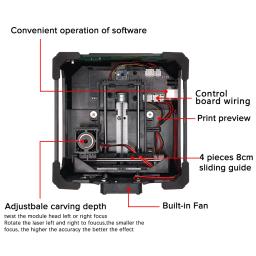 Máquina De Gravura Do Laser Do CNC, Cortador De Impressora De Marca De Logotipo DIY, Área De Trabalho 80x80mm, Gravador 3W, 3000mW - Image 4