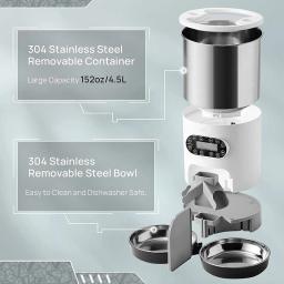 Stainless Steel Pet Food Dispenser com Tempo de Gravação, Smart App, Alimentador Automático para Cães e Gatos - Image 3
