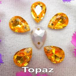Strass de cristal de vidro com dois furos cor agradável forma de gota de água strass costura em vestido de casamento acessórios decorações - Image 5