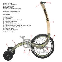 Bicicleta ergométrica dobrável sem assento, bicicleta esportiva portátil, 20 polegadas - Image 6