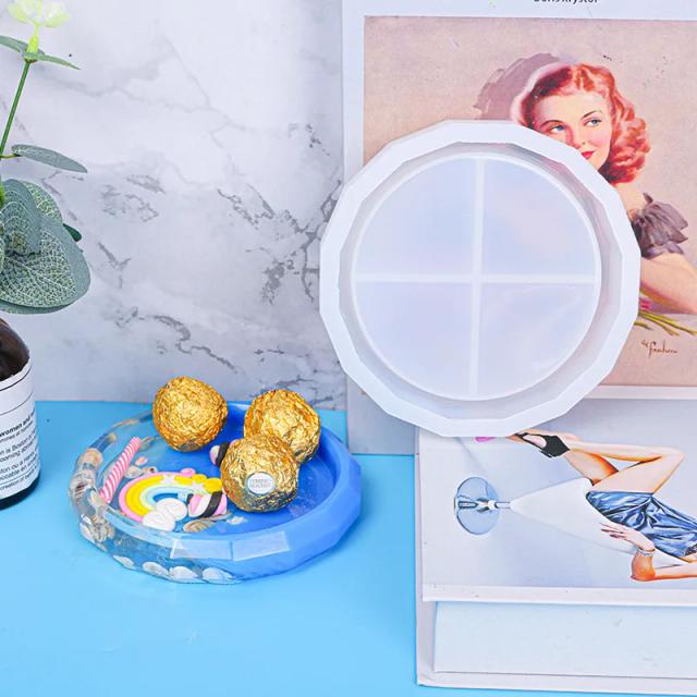 Molde de Silicone Grande para Resina Epóxi - Forma Redonda para Bandejas Artesanais DIY