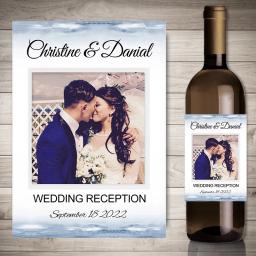 20 pçs personalizado garrafa de vinho adesivos personalize foto festa de noivado casamento impressão foto decoração etiquetas imagem qualquer texto - Image 2