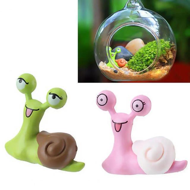 Mini Caracóis Encantados para Decoração de Dollhouse e Jardins, Acessórios para Micro Paisagens e Fadas, Conjunto com 2 Peças