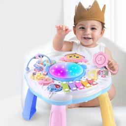 Bebês Instrumento Musical Learning Table, Baby Early Educational, Kids Study Activity Center, Music Puzzle Game, Piano Drums Brinquedos - Image 4