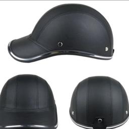 Boné de segurança ajustável de couro, capacete de beisebol para ciclismo, proteção solar ao ar livre, veículo elétrico, capacete protetor de bicicleta - Image 5