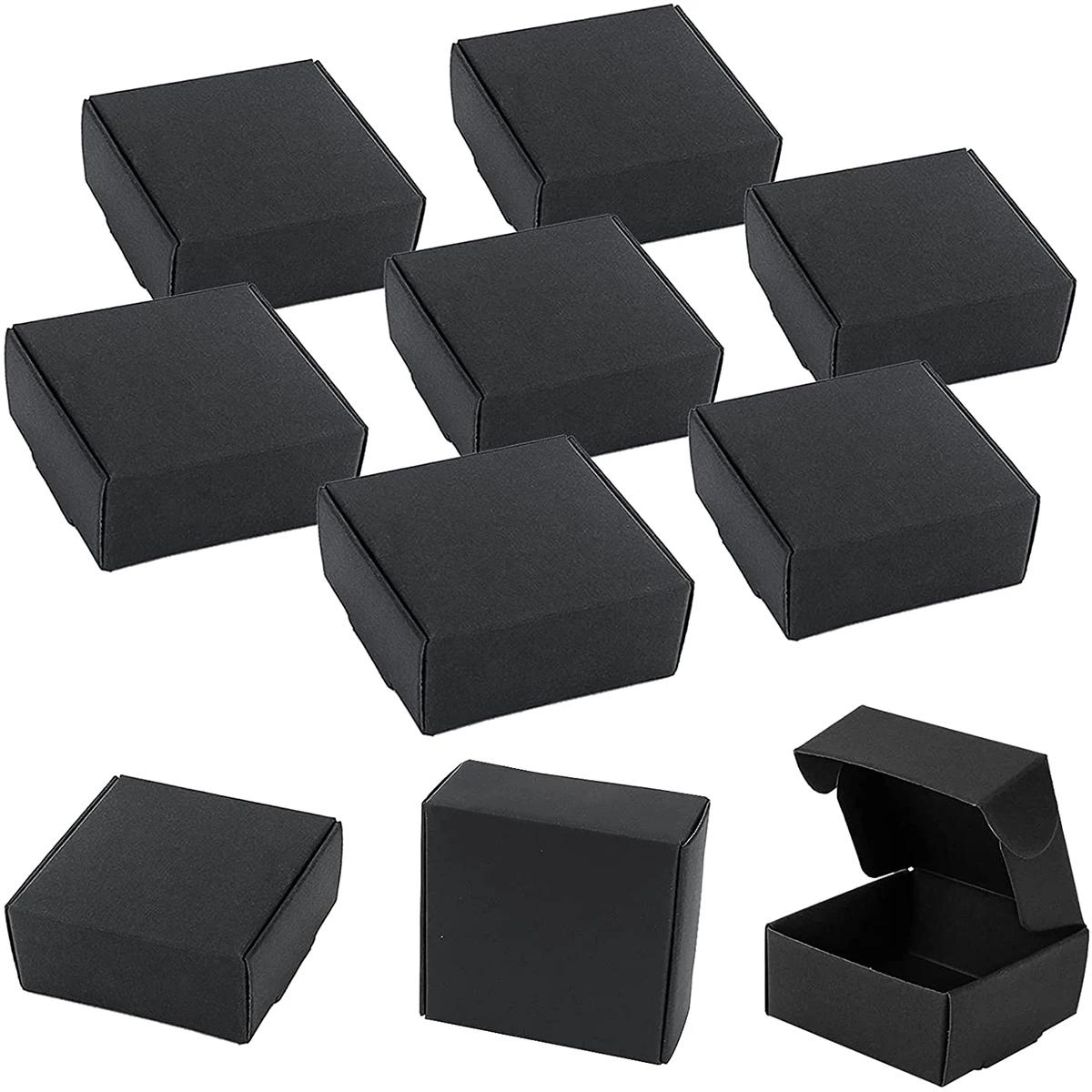 Caixa de presente quadrada dobrável Kraft, caixas artesanais para jóias, favores de festa de Natal, pequenas empresas, preto, branco, marrom, 20 pcs, 50pcs - Image 1