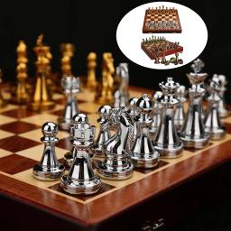 Pro Metal Xadrez Set para Adultos e Crianças, Jogo de Tabuleiro, Tabuleiro Profissional, Iniciante, Magnetic Travel Set, Peças De Metal - Image 4