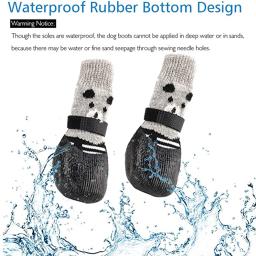Meias antiderrapantes impermeáveis para cães e gatos, sapatos quentes para animais, botas de chuva e neve, cachorro pequeno e grande chihuahua inverno, 4 pçs/set - Image 4