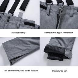 Alta qualidade das mulheres dos homens inverno grosso quente calças de esqui à prova de vento à prova dwindproof água suspender calças neve snowboard plus size - Image 5
