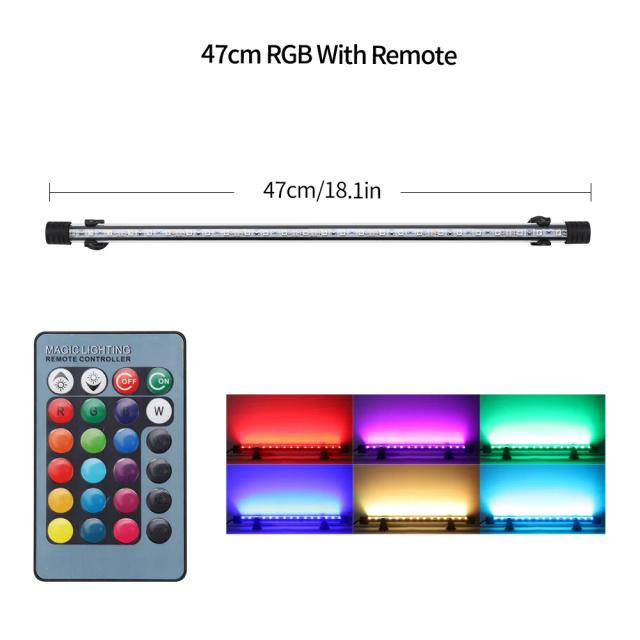 Lâmpada Subaquática Colorida de Sete Espaços com Controle Remoto para Aquários e Plantas - 18-57cm, 90-260V