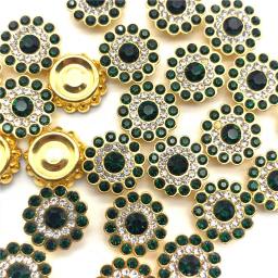 30 pçs 50 pçs 13mm girassol flatback cabochão contas de cristal base ouro moldura resina strass para diy headwear vestuário acessório - Image 3