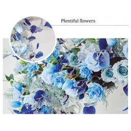 Personalizado azul branco casamento adereços arco pano de fundo festa decoração do evento flor artificial linha de seda gramado ao ar livre arranjo de flores falsas - Image 3