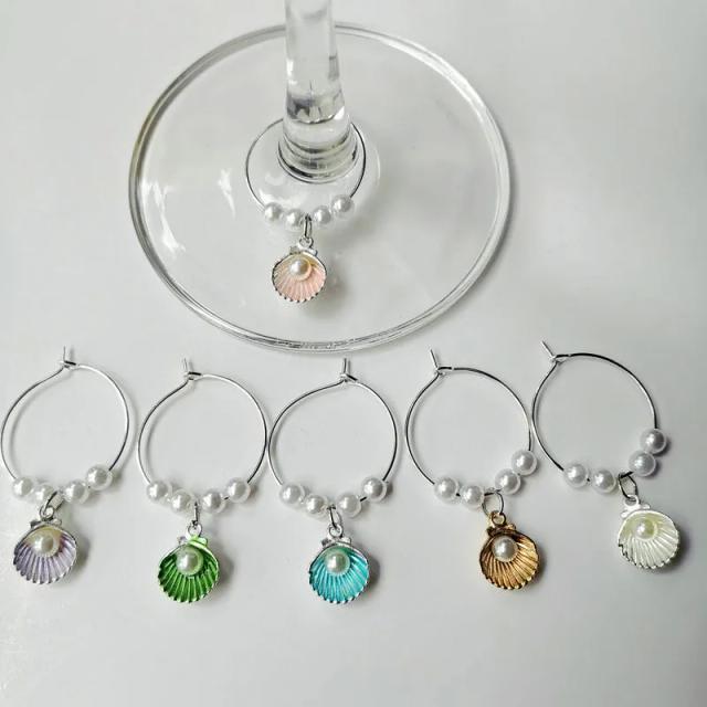 Conjunto de 6 marcadores de copo de vinho com decoração temática para festas de Natal e mesas elegantes