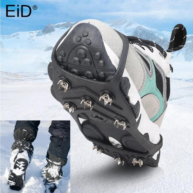 Crampons de Escalada com 8 Dentes para Caminhadas de Inverno e Pesca no Gelo, Sapatos Antiderrapantes Unisex em Aço Manganês