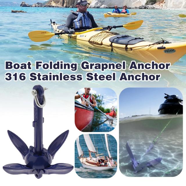 Âncora Dobrável de Barco em Aço Inoxidável 316 para Iates, Canoas e Caiaques - 6,9" e 0,5 lb