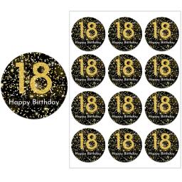 Selo adesivo adesivo para decoração de festa, feliz aniversário, rótulos de selo bar, dourado, crianças, adulto, 18 - Image 5