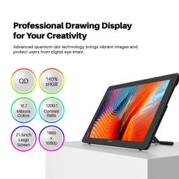 Huion Kamvas 22 Plus mesa digitalizadora tablet gráfico de 21,5 polegadas com tela de vidro anti-reflexo 140% sRGB Drawing Monitor para Design, Linux MacOS Android Compatível - Image 6