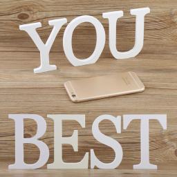Letras brancas de madeira e espessura criativa, alfabeto para festa de casamento, aniversário, decoração de casa, artesanato, design de artesanato personalizado - Image 4