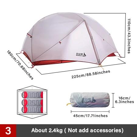 Barraca de Acampamento Bswolf Ultraleve para 2 Pessoas em Nylon 20D, Impermeável, com Camada Dupla e Tapete Grátis para Caminhadas e Viagens