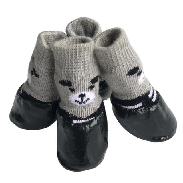Meias Antiderrapantes Impermeáveis para Cães e Gatos - Botas Quentes para Inverno e Chuva, 4 Peças por Conjunto