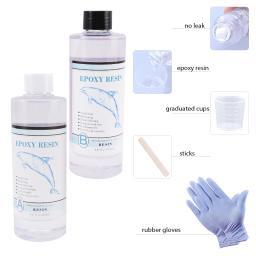 1:1 resina epóxi transparente cristal claro arte resina epóxi 2 partes kit de resina de fundição epóxi com copos de medição, vara, luvas de silicone - Image 2