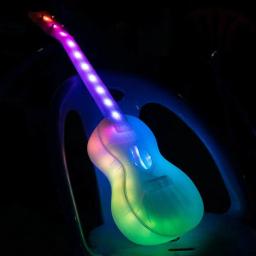 Ukulele Recarregável LED Brilhante para Crianças e Adultos, Instrumento Musical para Crianças, Acessórios Engraçados para Guitarra, 5 Modos de Luz, - Image 4