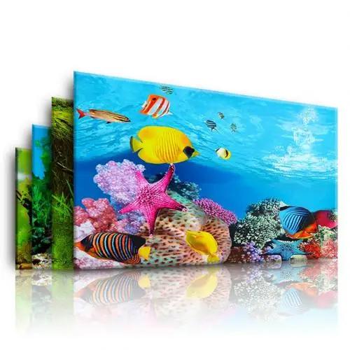 Adesivo 3D para Aquário: Fundo Oceânico Estéreo, Autoadesivo e Decorativo com Cenário de Peixes