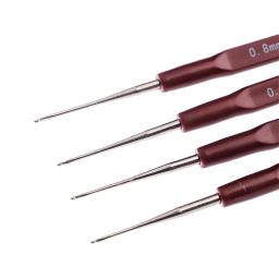 Agulha para crochê moda micro gancho 4, para fazer trança dreadlock cabelo acessórios ferramentas 0.5/0.6/0.7/0.8mm cabo suave - Image 6
