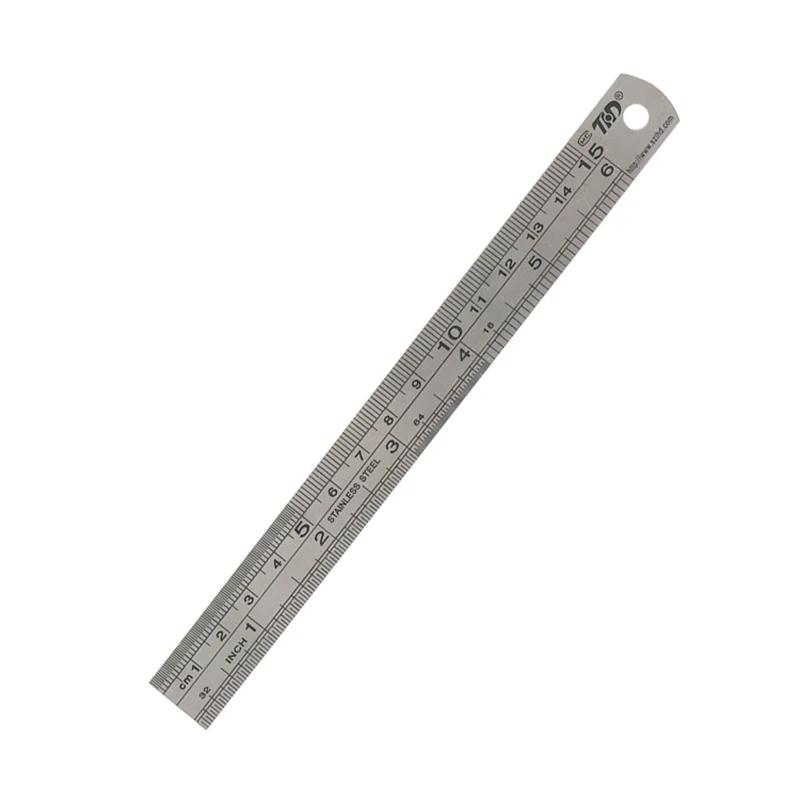 Ferramenta de medição métrica da precisão da régua 15cm/20cm/30cm/50cm de aço inoxidável dobro lado reto do centímetro da régua da escala das polegadas - Image 1