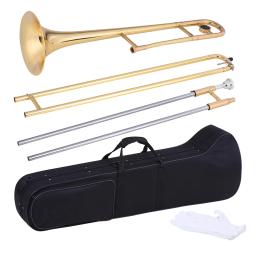 Ammoon-Latão Ouro Laca Bb Tone B Plano Instrumento de Sopro, Cupronickel Bocal, Limpeza Stick Case, Trombone Tenor - Image 2