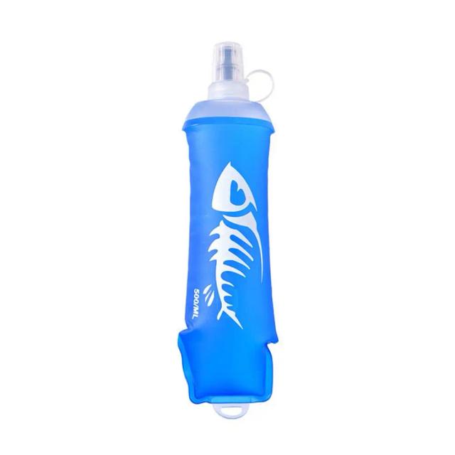Garrafa dobrável de silicone macio de 500ml para esportes e atividades ao ar livre