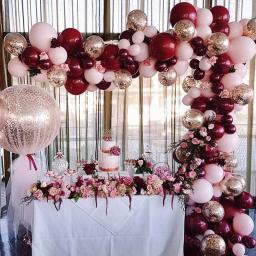 Kit de Balões Arch Garland, Confete Dourado, Vinho Tinto, Rosa, Decoração do Dia dos Namorados, Decoração de Ano Novo, 134pcs, 2022 - Image 1