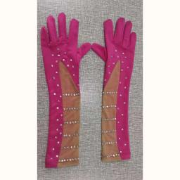 Infantil Poliamida Tecido Luvas de Ginástica, Patinação Artística, Competição Rítmica, Strass Brilhante, Manga Comprida, Adulto - Image 2