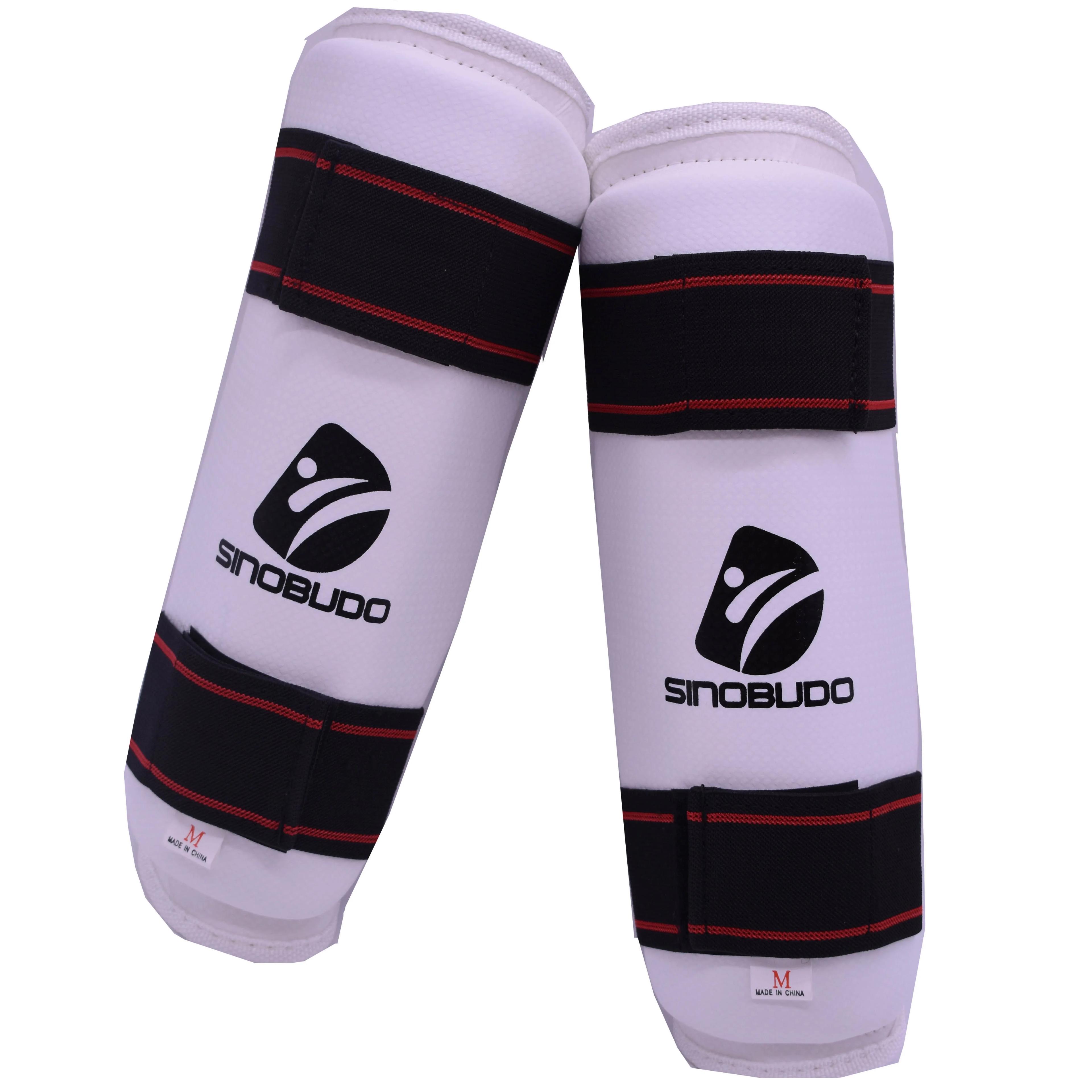 SINOBUDO Protetor de Braço para Adultos e Crianças, PU Branco, Equipamento de Taekwondo para Artes Marciais, Guarda, Kick Boxing, Sanda, Karatê - Image 1