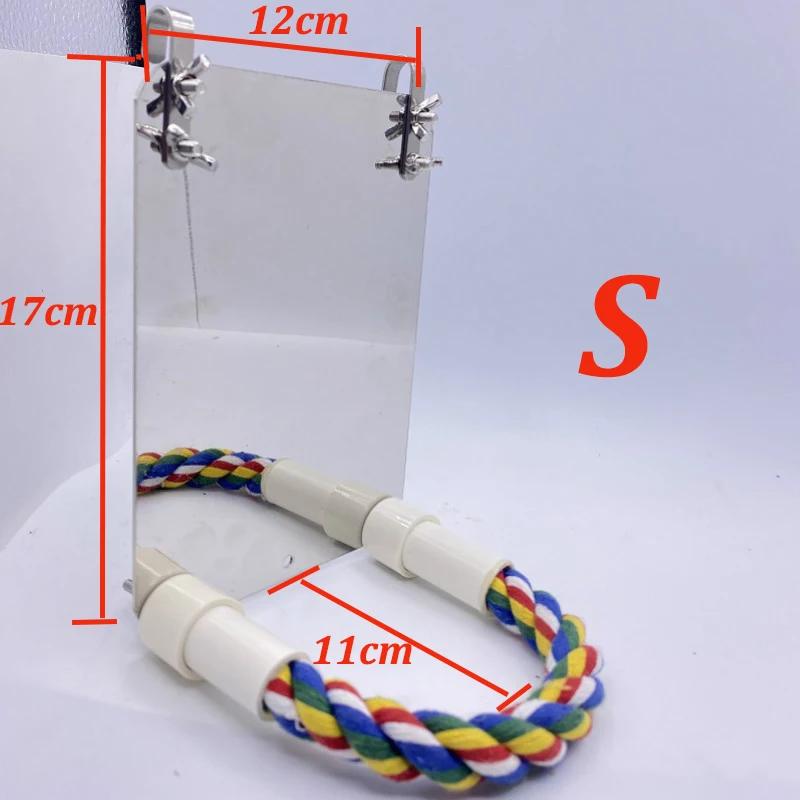 Espelho de aço inoxidável para aves com suporte de corda, brinquedo de espelho para aves com suporte para gaiola de papagaio, pássaros, guardanapos - Image 1