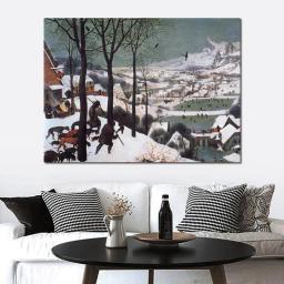Arte da parede artesanal pieter bruegel o ancião pintura a óleo reprodução caçadores na neve paisagem da lona arte alta qualidade - Image 6